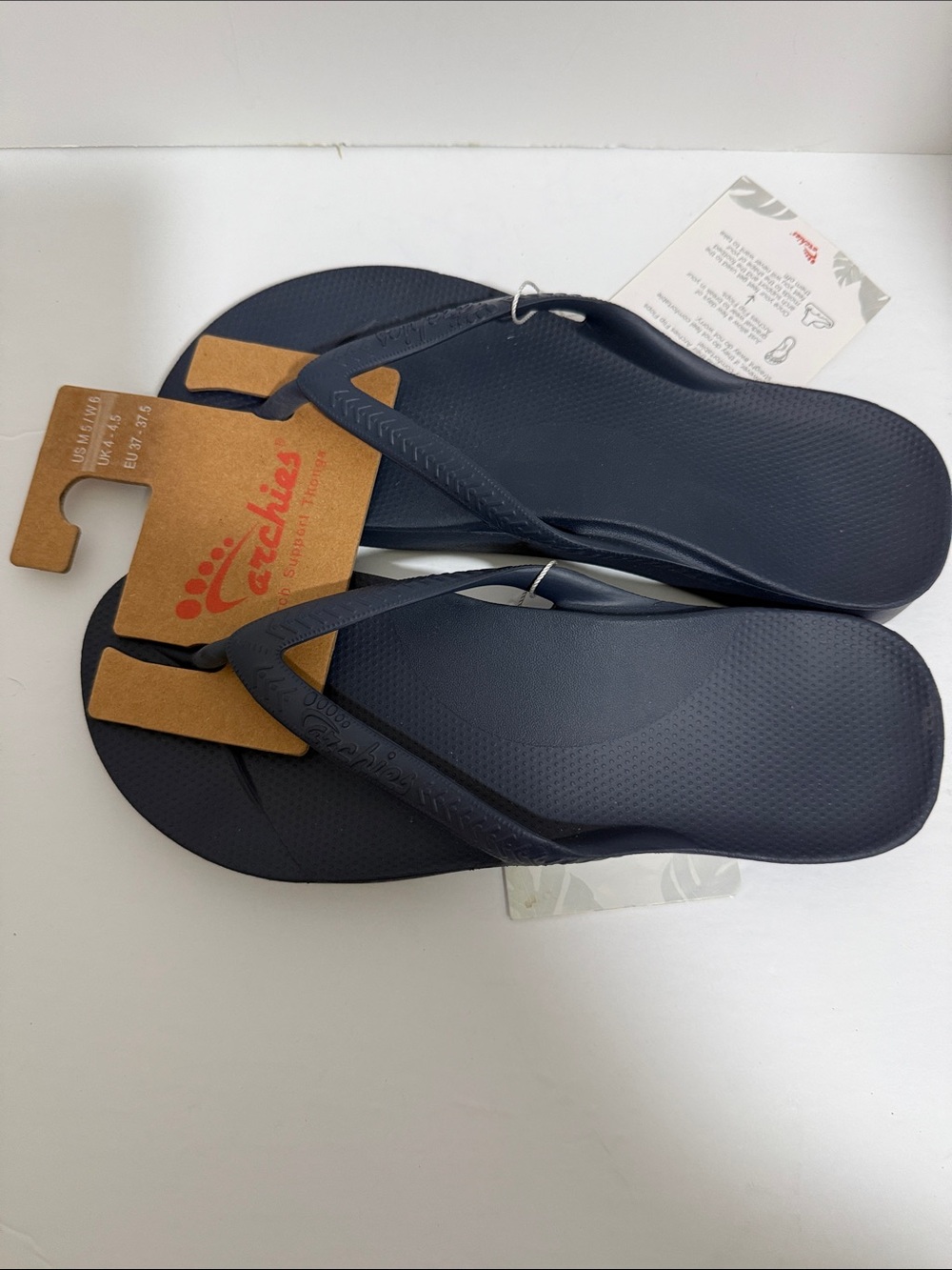 Archies Women's Arch Support Flip Flops - Navy - Picture 2 of 5